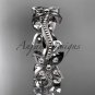 14k white gold diamond leaf and vine wedding ring, engagement ring, wedding band ADLR3B