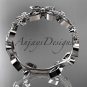14k white gold diamond leaf and vine wedding ring, engagement ring, wedding band ADLR3A