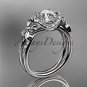Platinum diamond engagement ring with a Forever One Moissanite center stone ADLR140