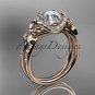 14kt rose engagement ring with a Forever One Moissanite center stone ADLR140