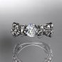 14kt white gold diamond floral wedding ring, engagement ring ADLR149