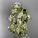 14k yellow gold diamond engagement ring, engagement set ADLR151