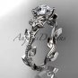 14kt white gold engagement ring with a Forever One Moissanite center stone ADLR151