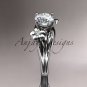 14k white gold diamond engagement ring with a Forever One Moissanite center stone ADLR159