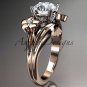 14kt rose gold diamond leaf and vine wedding ring, engagement ring ADLR159