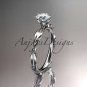 14k white gold diamond vine and leaf wedding ring ADLR178