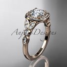 14kt rose gold diamond leaf and vine wedding ring, engagement ring ADLR179