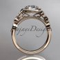 14kt rose gold diamond engagement ring with aForever One Moissanite center stone ADLR179