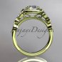 14kt yellow gold diamond leaf and vine wedding ring, engagement ring ADLR179