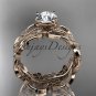 14kt rose gold diamond engagement ring with a Forever One Moissanite center stone ADLR188