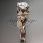 14kt rose gold diamond engagement ring with a Forever One Moissanite center stone ADLR189