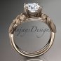 14kt rose gold diamond engagement ring with a Forever One Moissanite center stone ADLR189