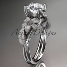 14kt white gold engagement ring with a Forever One Moissanite  center stone ADLR189