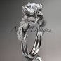 14kt white gold engagement ring with a Forever One Moissanite center stone ADLR189