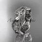 14k white gold diamond flower wedding ring,engagement ring,wedding band. ADLR190
