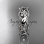 14k white gold diamond flower wedding ring,engagement ring,wedding band. ADLR190