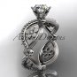 Platinum diamond engagement ring with a Forever One Moissanite center stone ADLR192