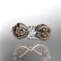 14kt rose gold engagement ring with aForever One Moissanite center stone ADLR192