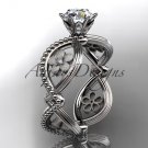 14kt white gold diamond engagement ring with a "Forever Brilliant" Moissanite center stone ADLR192