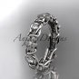 14kt white gold diamond flower wedding ring, engagement ring, wedding band ADLR197