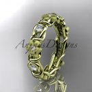 14kt yellow gold diamond flower wedding ring, engagement ring, wedding band ADLR197