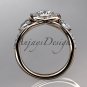14kt rose gold diamond engagement ring with a Forever One Moissanite center stone ADLR201