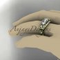 14kt yellow gold diamond flower 3 stone Forever One Moissanite wedding ring ADLR203
