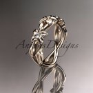 14kt rose gold diamond leaf wedding ring, engagement ring, wedding band ADLR204