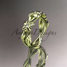 14kt yellow gold diamond leaf wedding ring, engagement ring, wedding band ADLR204