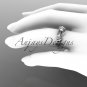 Platinum diamond engagement ring with a Forever One Moissanite  Moissanite center stone ADLR209