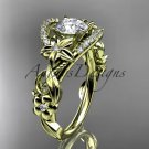 14k yellow gold engagement ring with a Forever One Moissanite center stone ADLR211