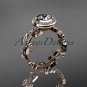14k rose gold diamond engagement ring with a Forever One Moissanite center stone ADLR212