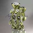 14k yellow gold diamond  engagement set with a Forever One Moissanite center stone ADLR213