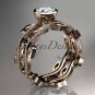 14k rose gold diamond engagement set with a Forever One Moissanite center stone ADLR213