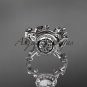 14k white gold diamond engagement ring with a Forever One Moissanite center stone ADLR212