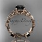 14kt rose gold diamond flower engagement ring with a Black Diamond center stone ADLR223