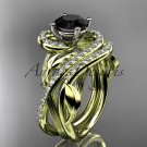 14kt yellow gold diamond engagement set with a Black Diamond center stone ADLR222