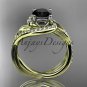 14kt yellow gold diamond engagement ring with a Black Diamond center stone ADLR222