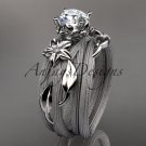 14kt white gold diamond engagement set with a Forever One Moissanite  center stone ADLR253S