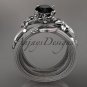14kt white gold diamond floral engagement set with a Black Diamond center stone ADLR253S