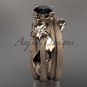 14kt rose gold diamond floral engagement set with a Black Diamond center stone ADLR253s