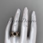 14kt rose gold diamond floral engagement set with a Black Diamond center stone ADLR253s
