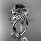 14kt white gold diamond engagement ring with a Black Diamond center stone ADLR222