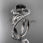 14kt white gold diamond engagement ring with a Black Diamond center stone ADLR222
