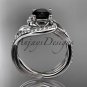 14kt white gold diamond engagement ring with a Black Diamond center stone ADLR222