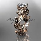 14k rose gold diamond engagement ring with a Forever One Moissanite center stone ADLR215
