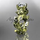 14k yellow gold diamond engagement ring with a Forever One Moissanite center stone ADLR215