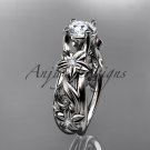 Platinum diamond floral engagement ring with a "Forever One" Moissanite center stone ADLR216