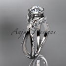 Platinum diamond engagement ring with a Forever One Moissanite center stone ADLR218