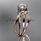14kt rose gold diamond engagement ring with a Forever One Moissanite center stone ADLR218